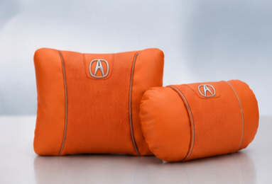 Acura Car Neck Pillow & Lumbar Support Cushion - Set Orange