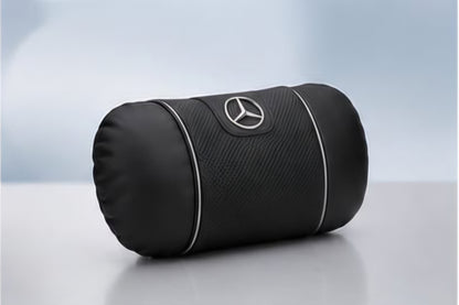 Mercedes Car Neck Pillow & Lumbar Support Cushion - Headrest Black