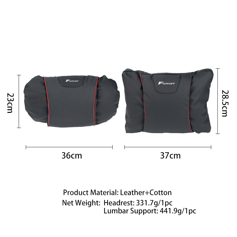 F Sport Car Seat Headrest & Lumbar Support Pillow Set