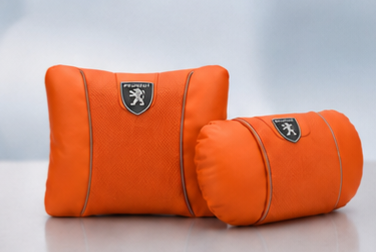 Peugeot Car Neck Pillow & Lumbar Support Cushion - Set Orange