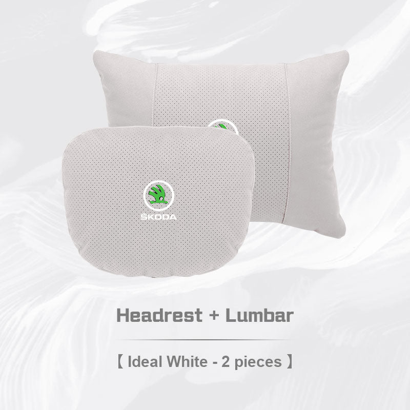 Skoda Car Neck Pillow and Lumbar Support Cushion Set