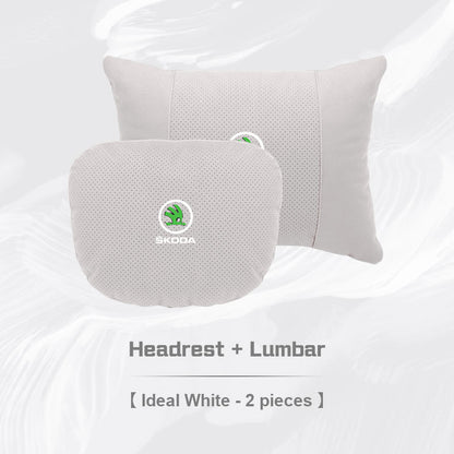 Skoda Car Neck Pillow and Lumbar Support Cushion Set