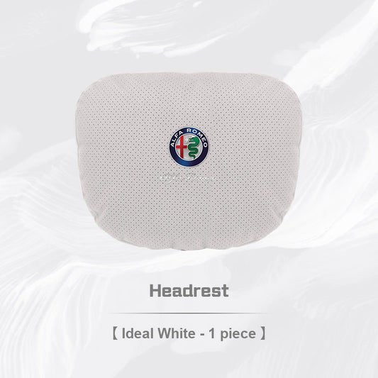 Alfa Romeo Neck Pillow and Lumbar Support Cushion Set - headrest white