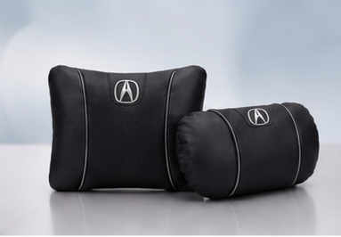 Acura Car Neck Pillow & Lumbar Support Cushion - Set Black