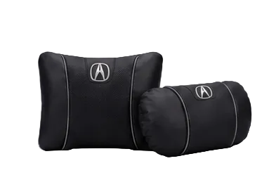 Acura Car Neck Pillow & Lumbar Support Cushion - Set Black