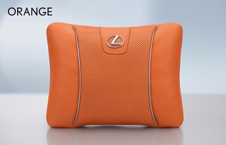 Lexus Car Neck Pillow & Lumbar Support Cushion - Lumbar Orange