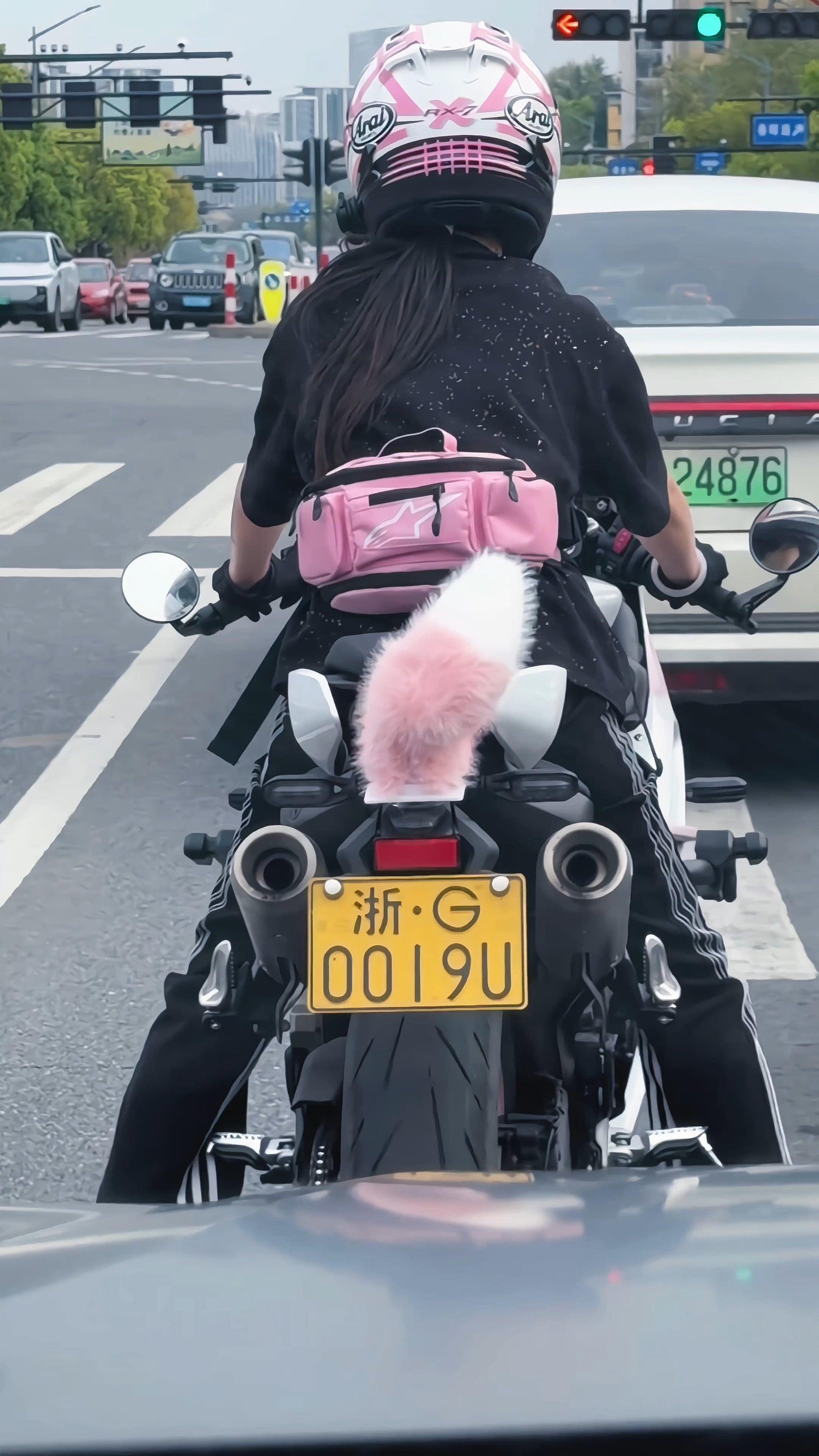 Electric Fluffy Fox Tail Vehicle Ornament