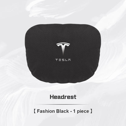 Tesla Car Neck Pillow and Lumbar Support Cushion Set