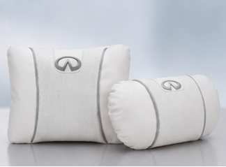Infiniti Car Neck Pillow & Lumbar Support Cushion - Set White