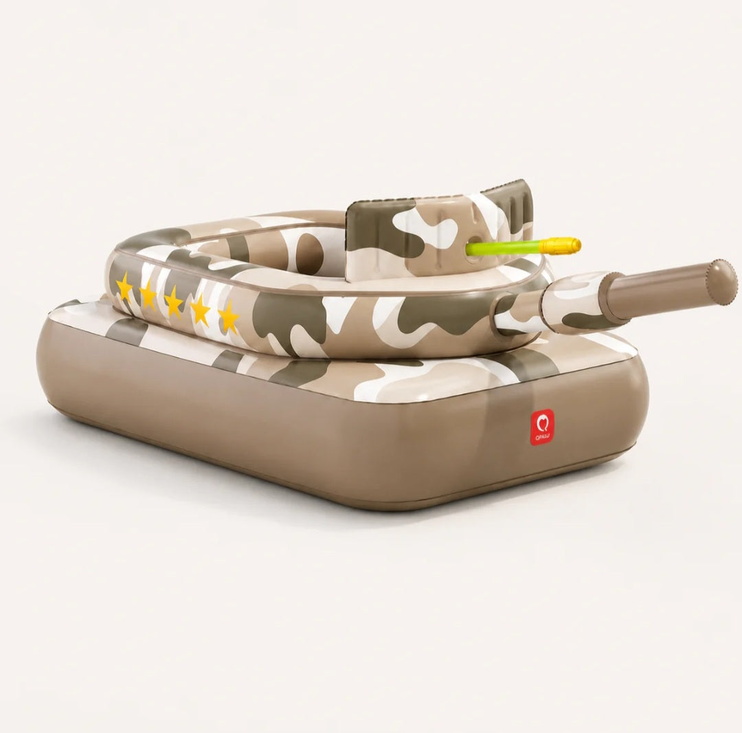 Inflatable Tank Pool Float with Water Cannon, Ride-On Camo Swim Raft