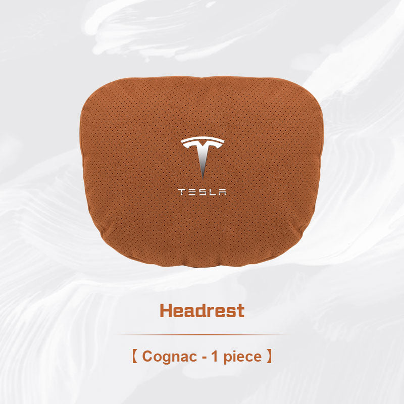 Tesla Car Neck Pillow and Lumbar Support Cushion Set