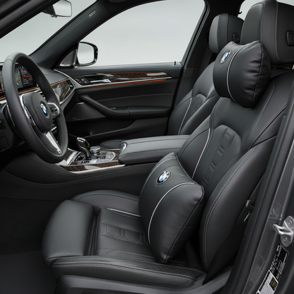 BMW Car Neck Pillow and Lumbar Support Cushion Set