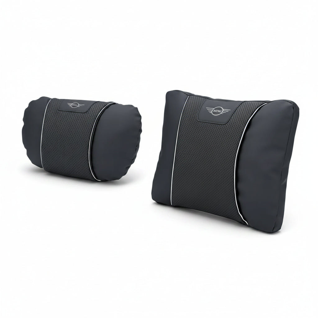 MINI Cooper Neck Pillow & Lumbar Support Cushion - Black / Set