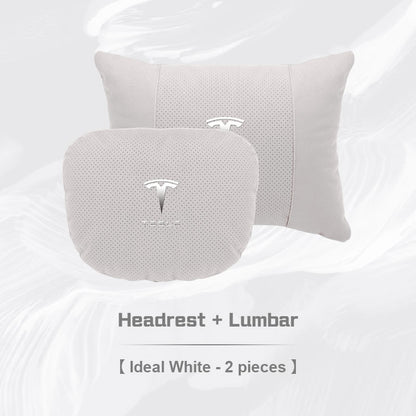 Tesla Car Neck Pillow and Lumbar Support Cushion Set