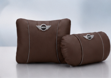 MINI Cooper Car Neck Pillow & Lumbar Support Cushion - Set Brown