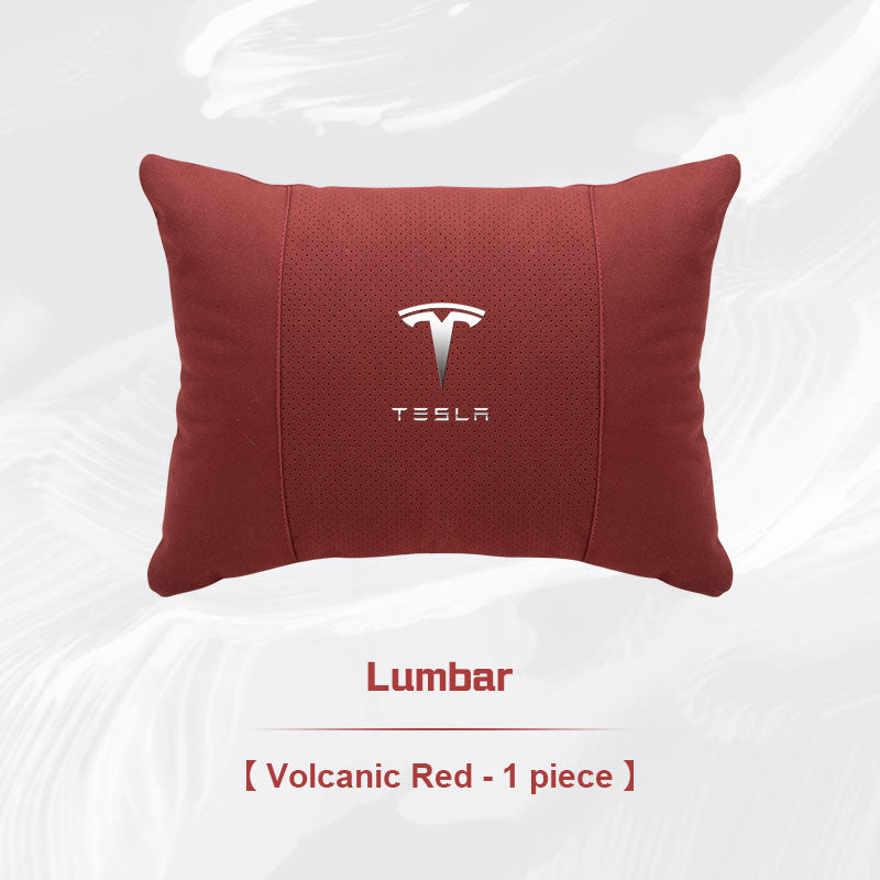 Tesla Car Neck Pillow and Lumbar Support Cushion Set