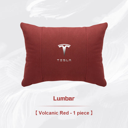 Tesla Car Neck Pillow and Lumbar Support Cushion Set
